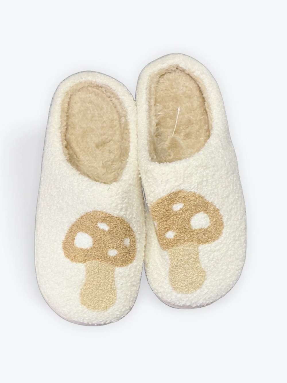 NEW Zen Mushroom Slippers Cozy Plush Cream Size 41-42